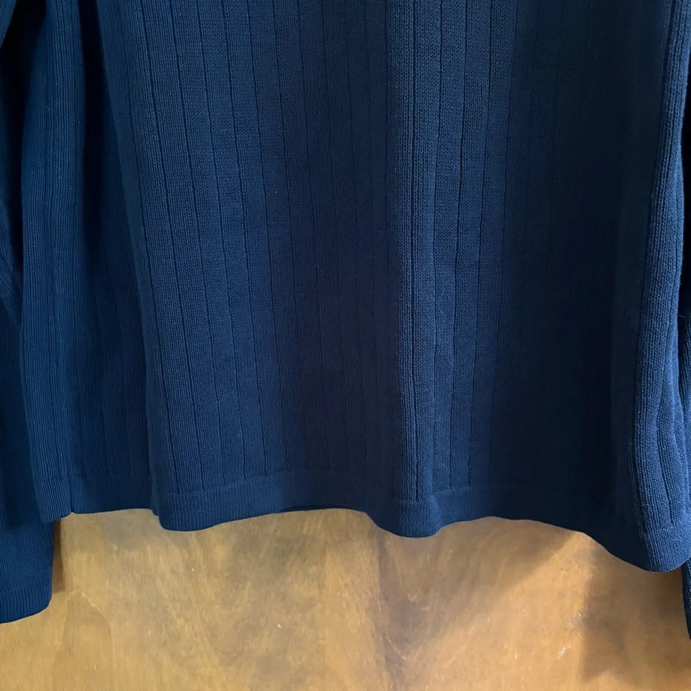 VINTAGE Men's Abercrombie & Fitch Navy Blue Cable Knit Sweater Y2K Preppy Logo